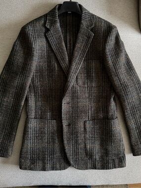 Wallace & Barnes Slim Plaid Harris Tweed Wool Blazer